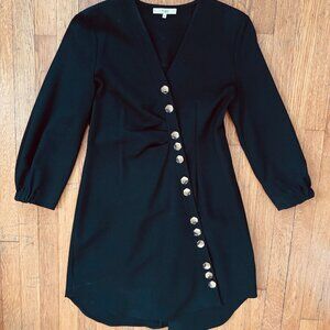 Tibi Black Asymmetrical Button V Neck | Size 8